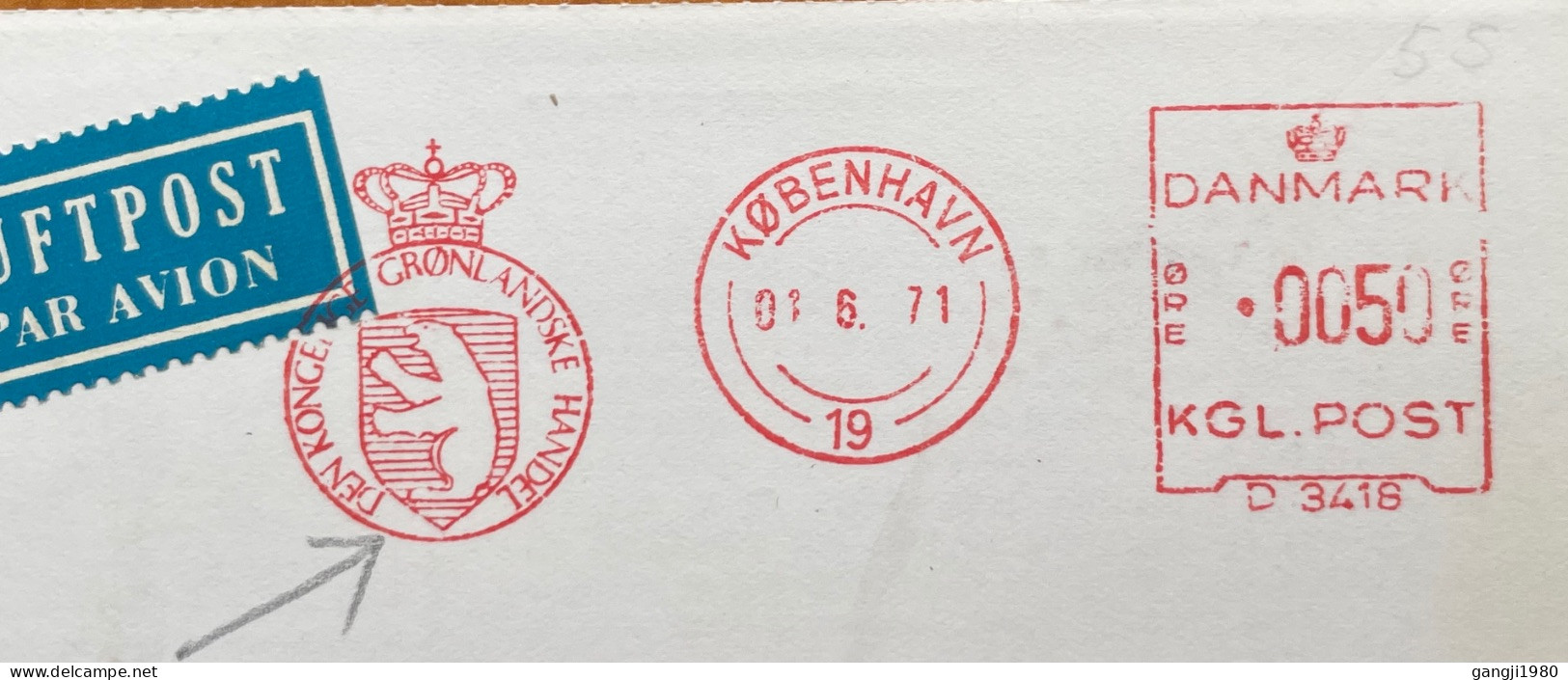 GREENLAND-DENMARK 1971, MACHINE SLOGAN, BEAR ANIMAL, METER SLOGAN ON PHILATELIC INFORMATION CARD, USED TO USA. - Storia Postale