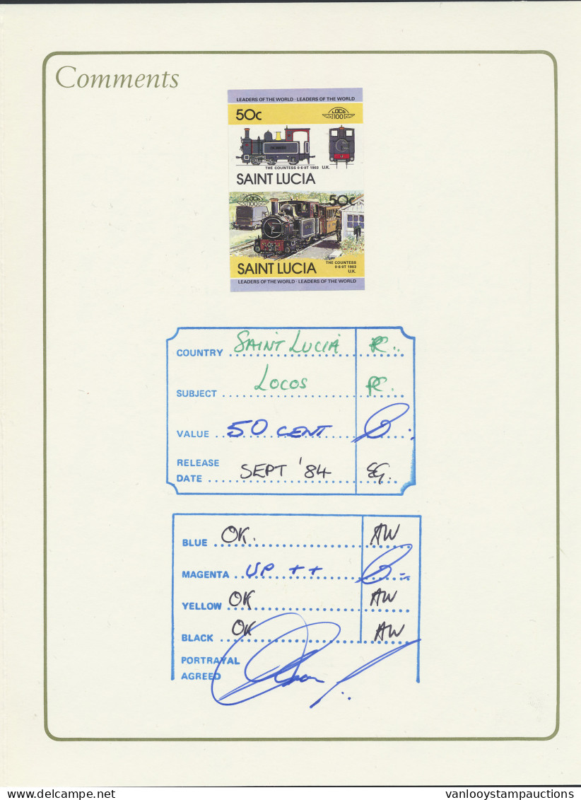 (*) Treinen, St. Lucia, N° 672/83 (Mi.) Locomotieven Reeks Official Proofs, Zm - Otros & Sin Clasificación