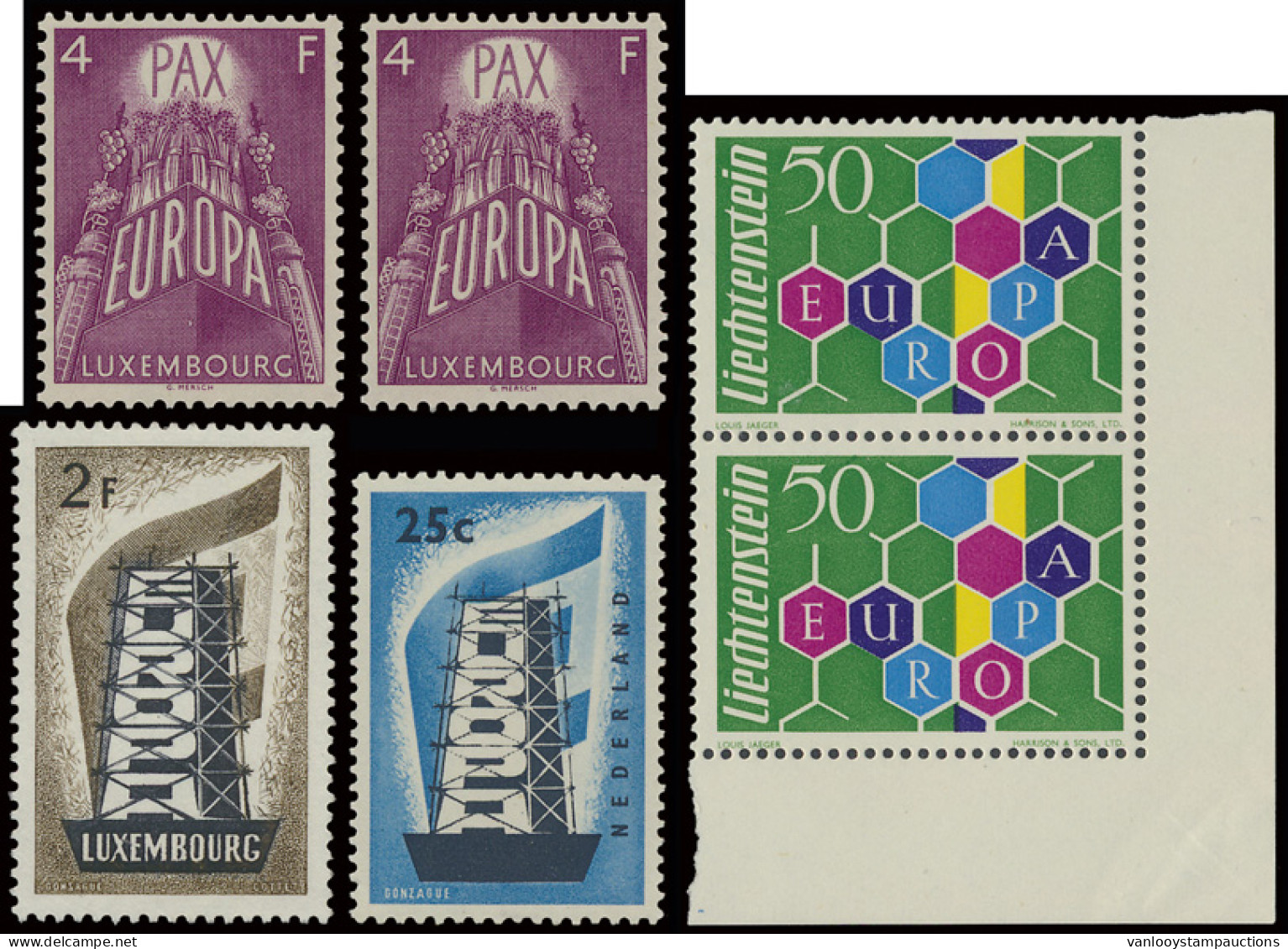 ** 1956/1971 Kleine Voorraad In Insteekboek W.o. Luxemburg 1956 (1x) En 1957 (6x), Liechtenstein 1960 (2x), Zm/m - Otros & Sin Clasificación