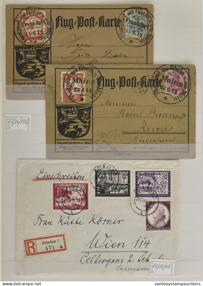 Leuke Samenstelling Poststukken In Insteekboek W.o. Klassiek Frankrijk, Duitsland Flugpost 1912 (2x), Voorlopers, Zm - Collections (sans Albums)