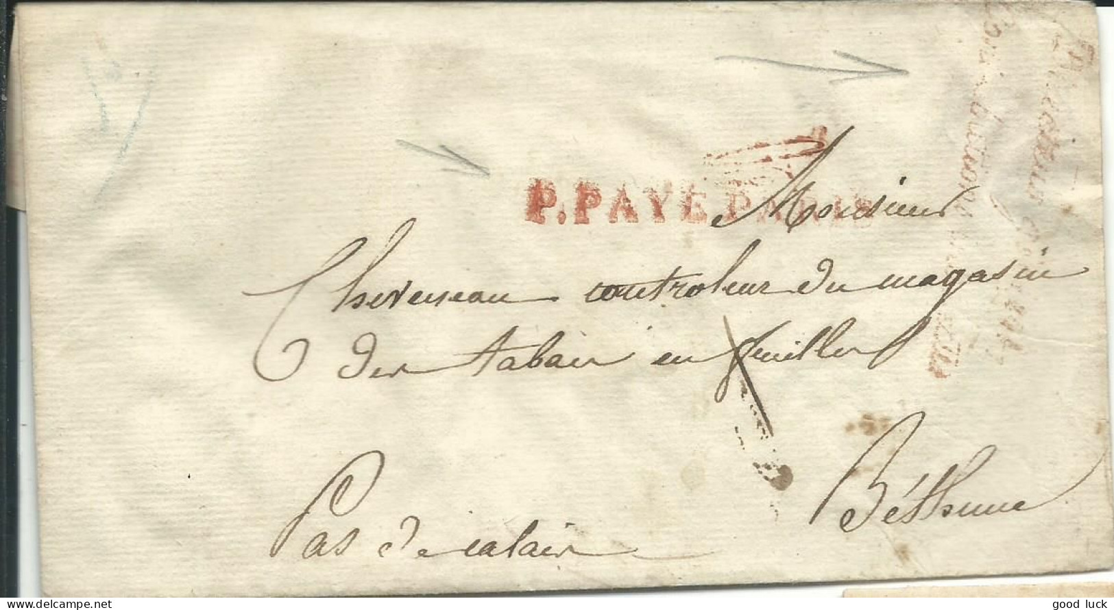 FRANCE LETTRE P.PAYE PARIS POUR BETHUNE ( PAS DE CALAIS ) +" DIRECTEUR GENERAL DES CONTRIBUTIONS DIRECTES " LETTRE COVER - Unclassified