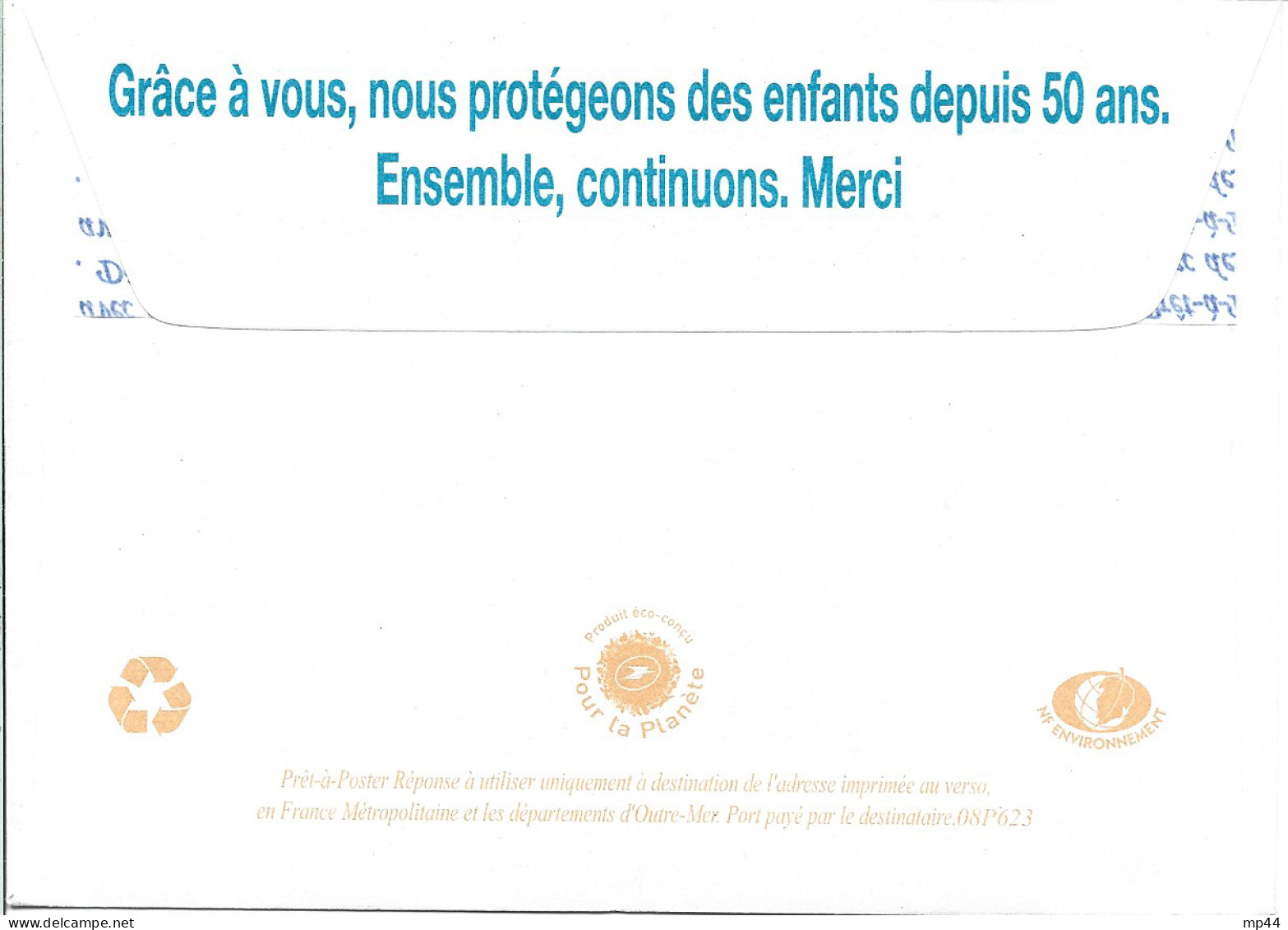 1L8 --- Fondation Mouvement Pour Les Villages D'enfants Beaujard  Réf  08P623 - Listos Para Enviar: Respuesta /Beaujard
