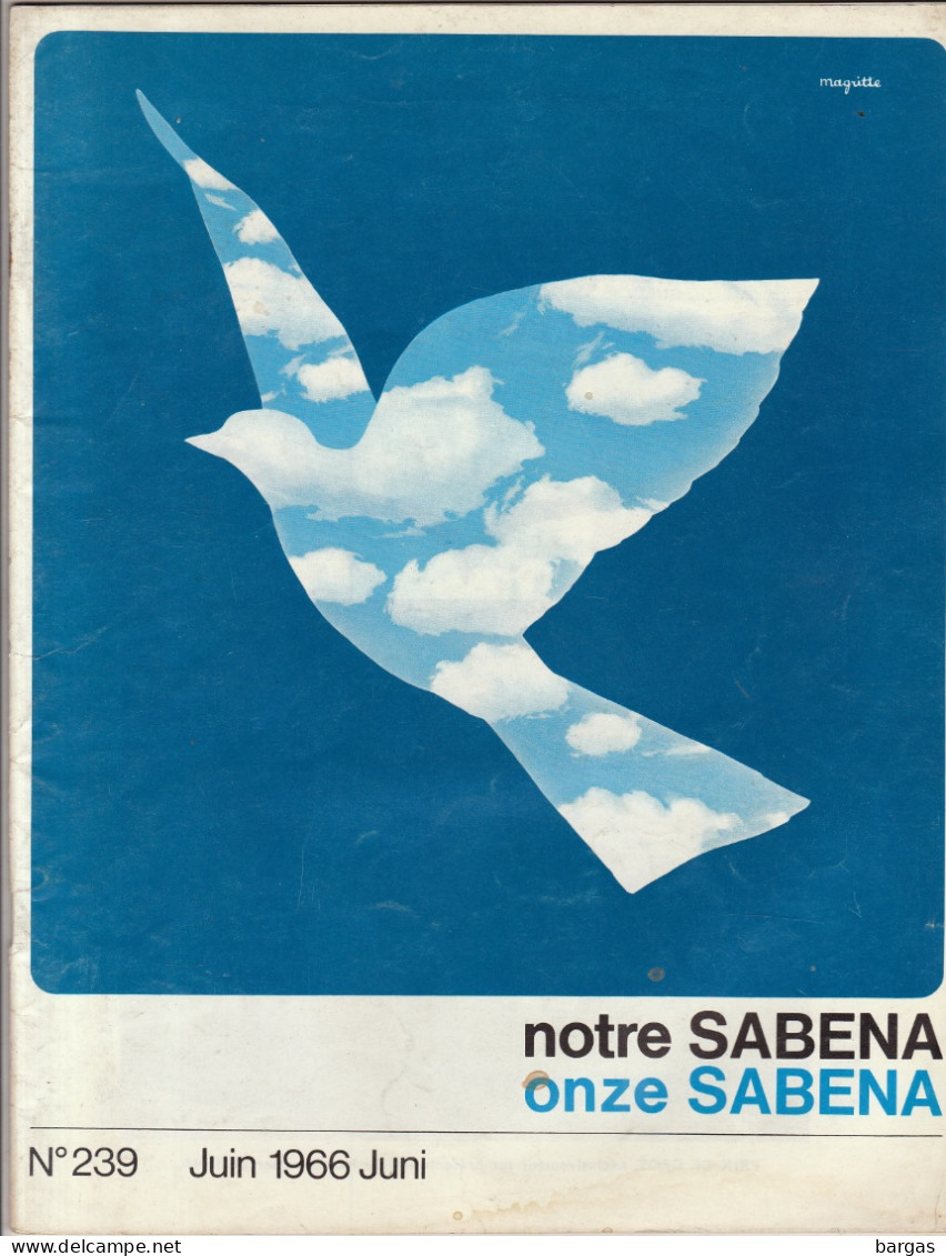 Revue Notre / Onze SABENA Illustration Magritte The Skybird L'oiseau Du Ciel Surrealiste - Aviación