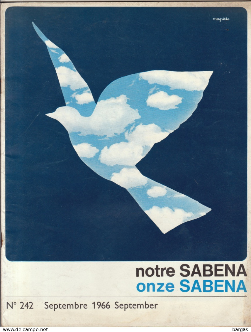 Revue Notre / Onze SABENA Illustration Magritte The Skybird L'oiseau Du Ciel Surrealiste - Aviación