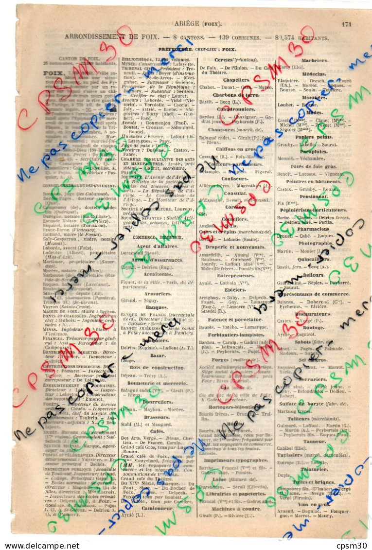 ANNUAIRE - 09 - Département Ariège - Année 1888 - édition Didot-Bottin - 10 Pages - Annuaires Téléphoniques