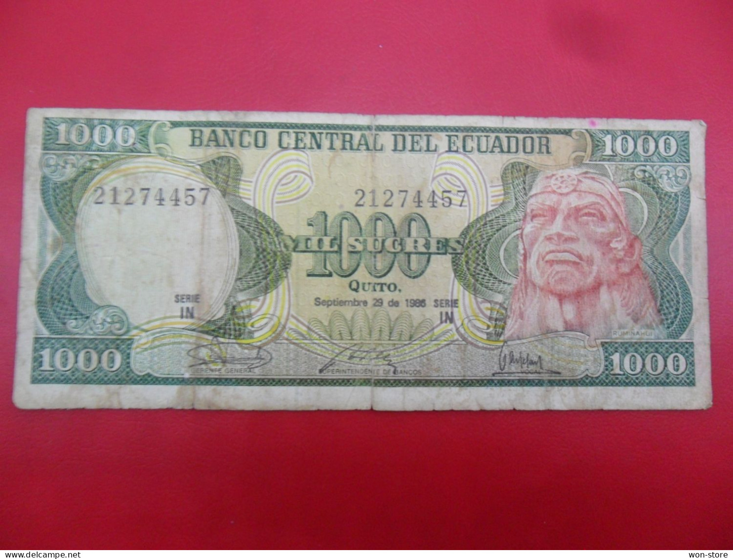 4116 - Ecuador 1,000 Sucres 1986 - Equateur