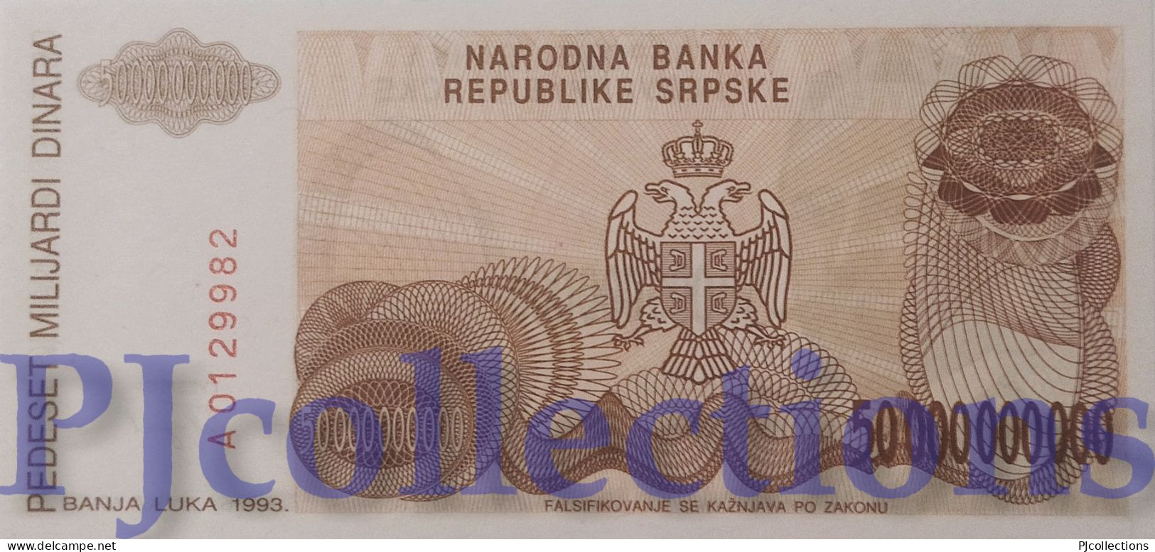 BOSNIA HERZEGOVINA 50 BILLION DINARA 1993 PICK 160 UNC - Bosnie-Herzegovine