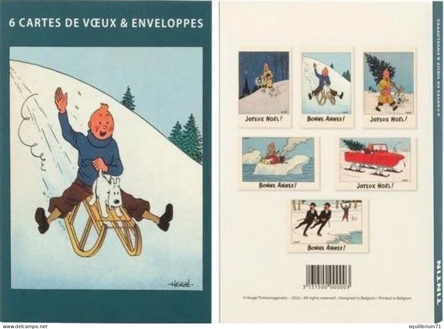 Carte Postale/Postkaart** - Milou/Bobbie - Haddock - Tintin/Kuifje - 6 Cartes Postales Doubles + Enveloppes - Philabédés (comics)