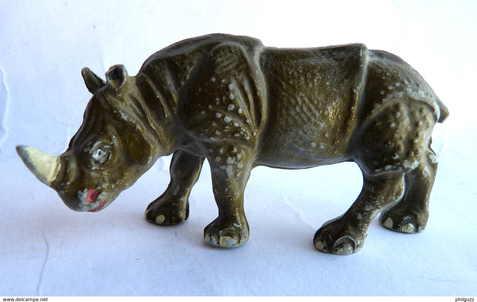 FIGURINE STARLUX ZOO 1971 1710bis GRAND RHINOCEROS INDIEN Incomplet - Pas Clairet Elastolin Ougen Jim Cyrnos - Starlux