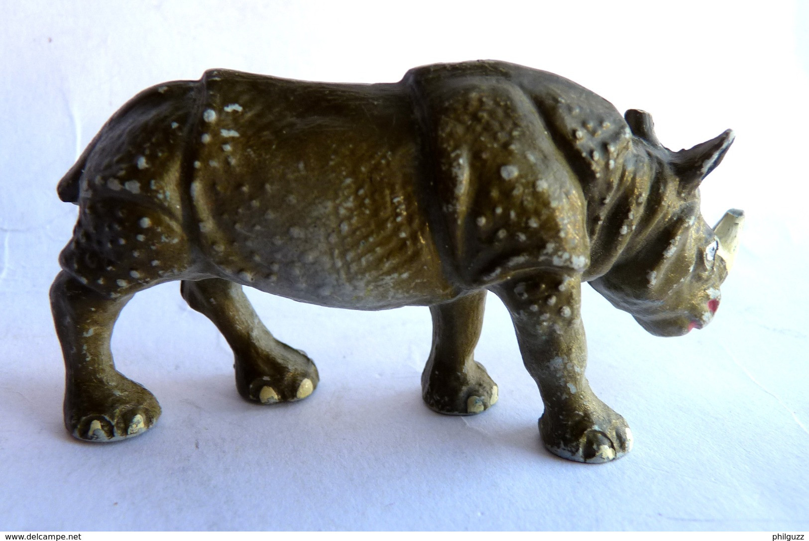 FIGURINE STARLUX ZOO 1971 1710bis GRAND RHINOCEROS INDIEN Incomplet - Pas Clairet Elastolin Ougen Jim Cyrnos - Starlux