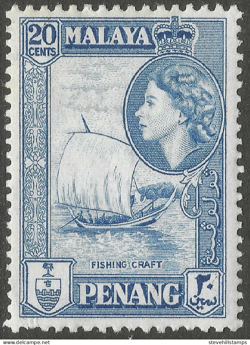 Penang (Malaysia). 1957 QEII. 20c MH. SG 50 - Penang