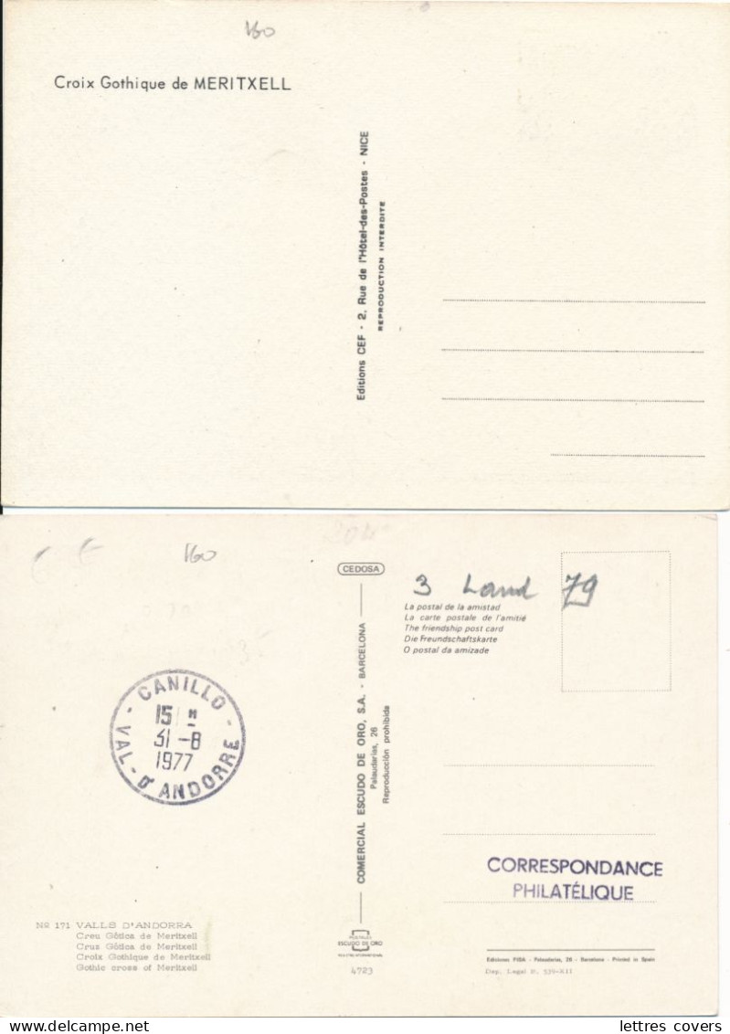 1970 ANDORRE N° 160 0.45 Croix Gothique Meritxell Carte Maximum  Fdc Andorra La Vella Maxi Card Premier Jour + 1 Carte - Maximum Cards
