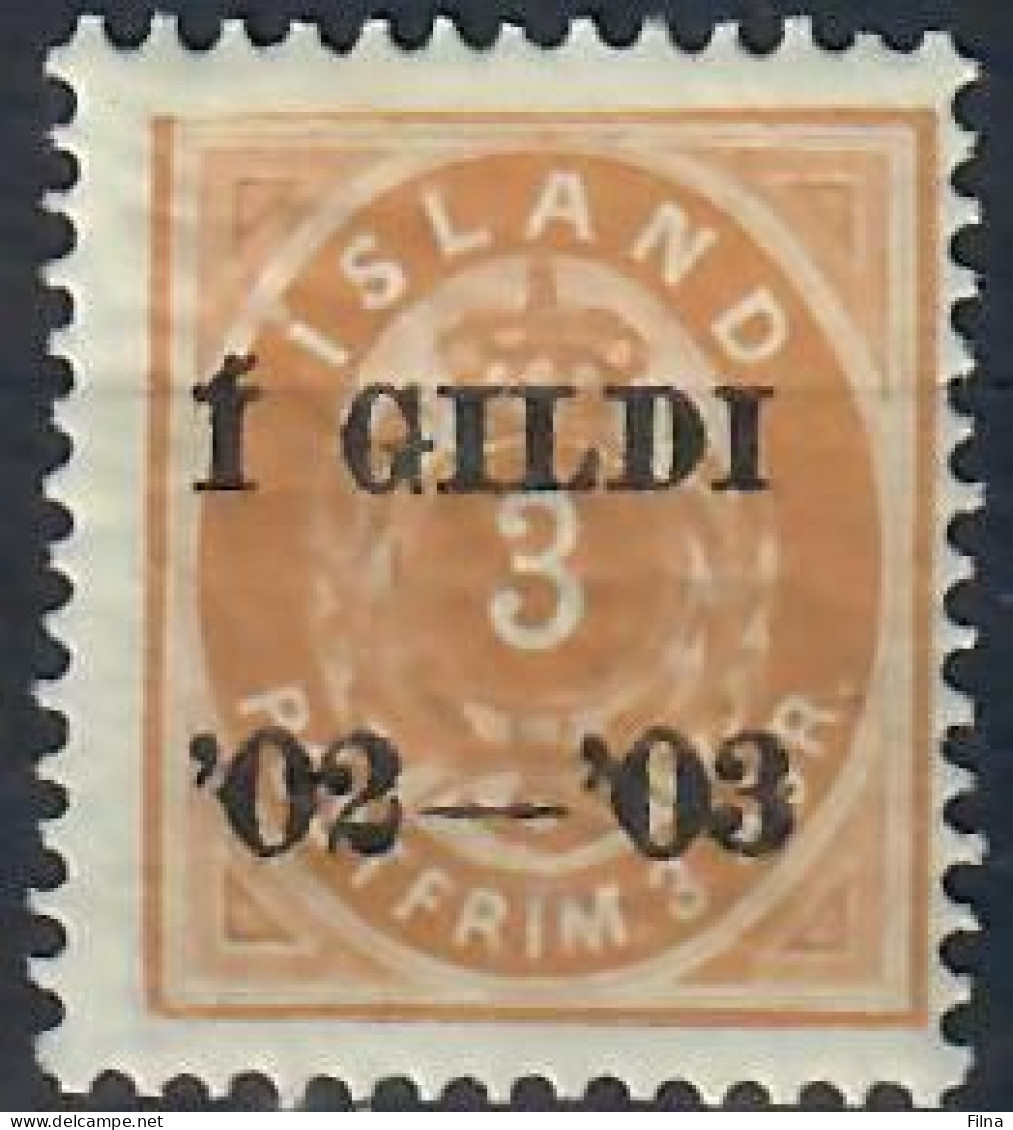 ISLANDA 1902 FRANCOBOLLO DEL 1896 DENTELLATO 12 E 3/4 CON SOPRASTAMPA IN NERO MH/* - Neufs