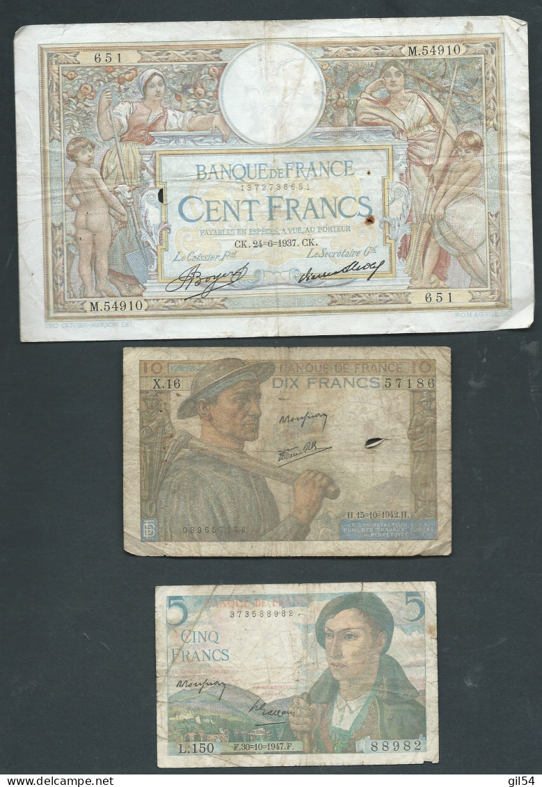Vrac De14  Billets Différents Dont 7 De France, état D'usage -  Laura115 - Collections & Lots