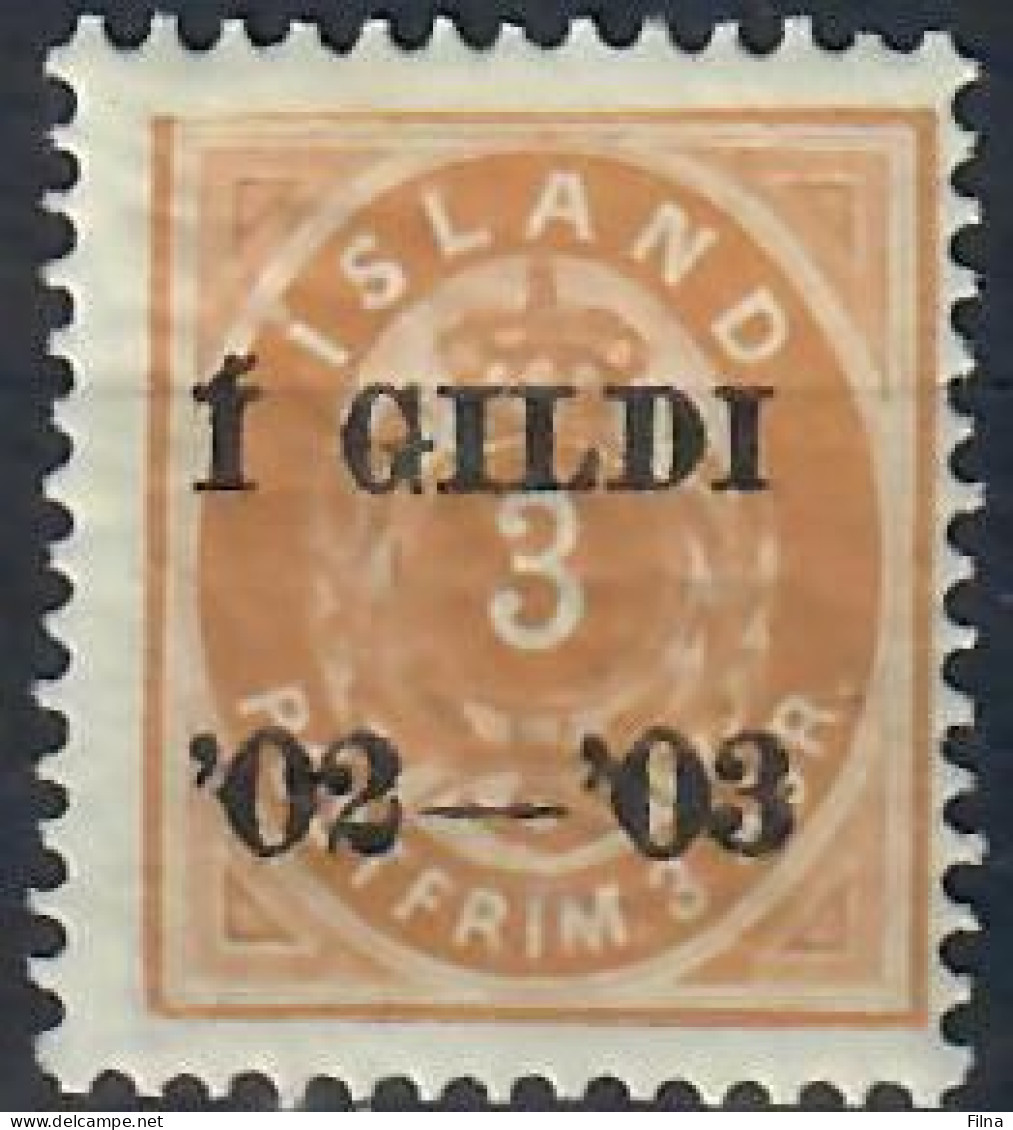 ISLANDA 1902 FRANCOBOLLO DEL 1896 DENTELLATO 12 E 3/4 CON SOPRASTAMPA IN NERO MH/* - Ungebraucht