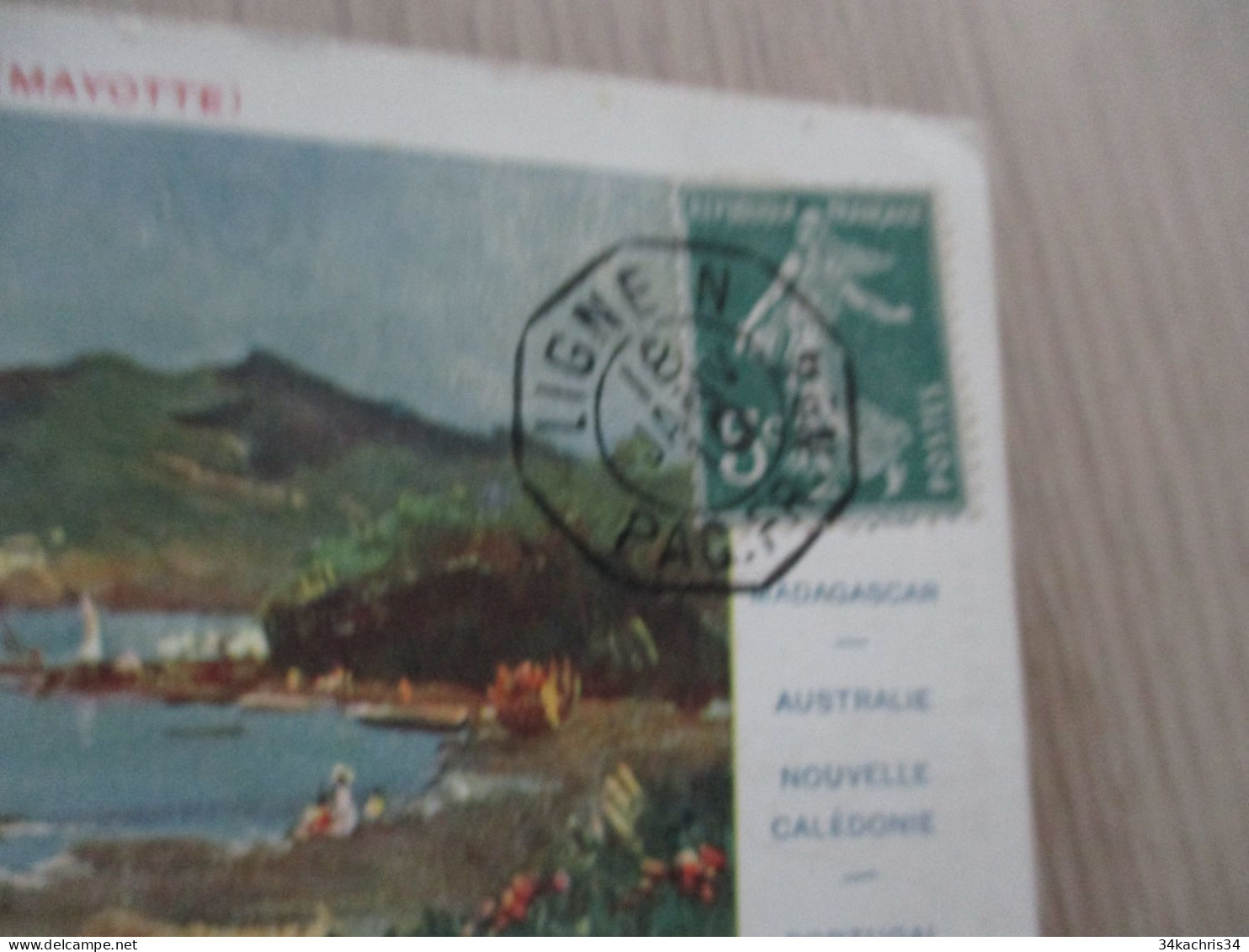 M45 Sur CPA Messageries Maritimes Djemnah En Rade Mayotte Cachet Ligne N Paq.FR.N°4 18/01/1910 - Briefe U. Dokumente