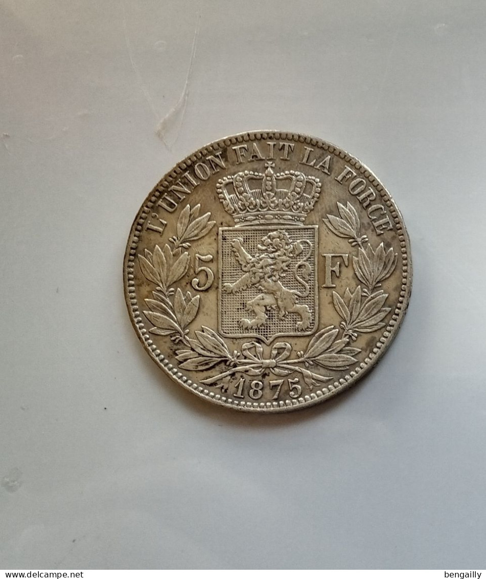 5 Francs Léopold II 1875 Argent - 5 Francs