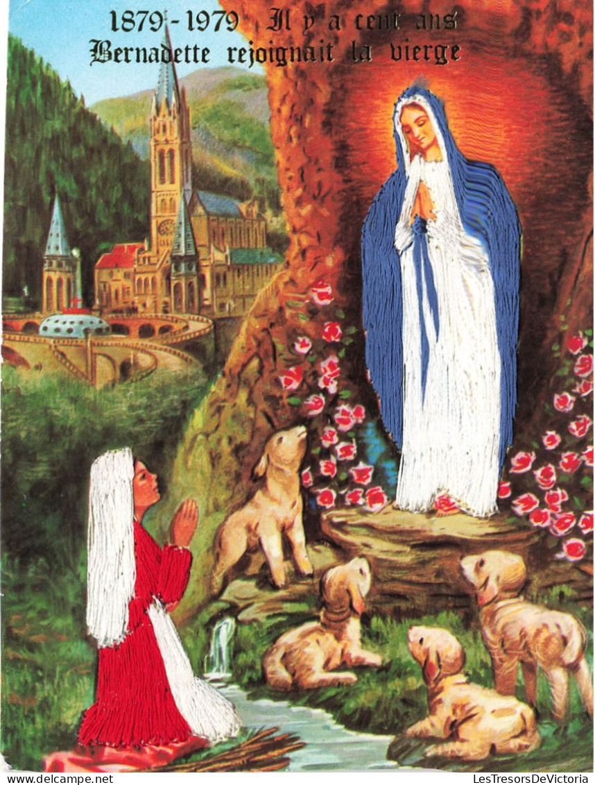 FANTAISIES - Brodées - Bernadette Rejoignait La Vierge - Colorisé - Carte Postale Ancienne - Embroidered