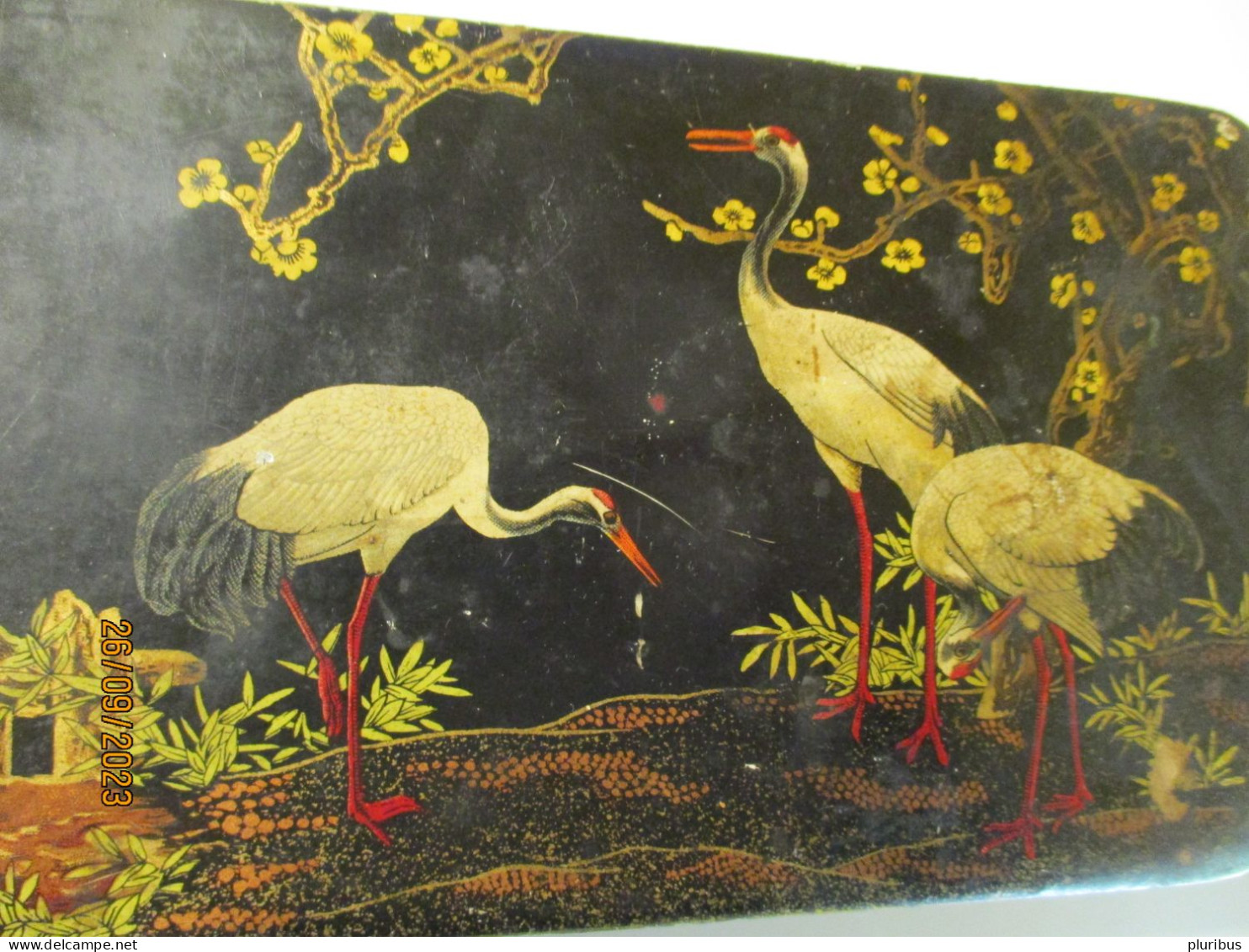 SUPERB ANTIQUE TIN ASIAN STYLE CRANES - Etains