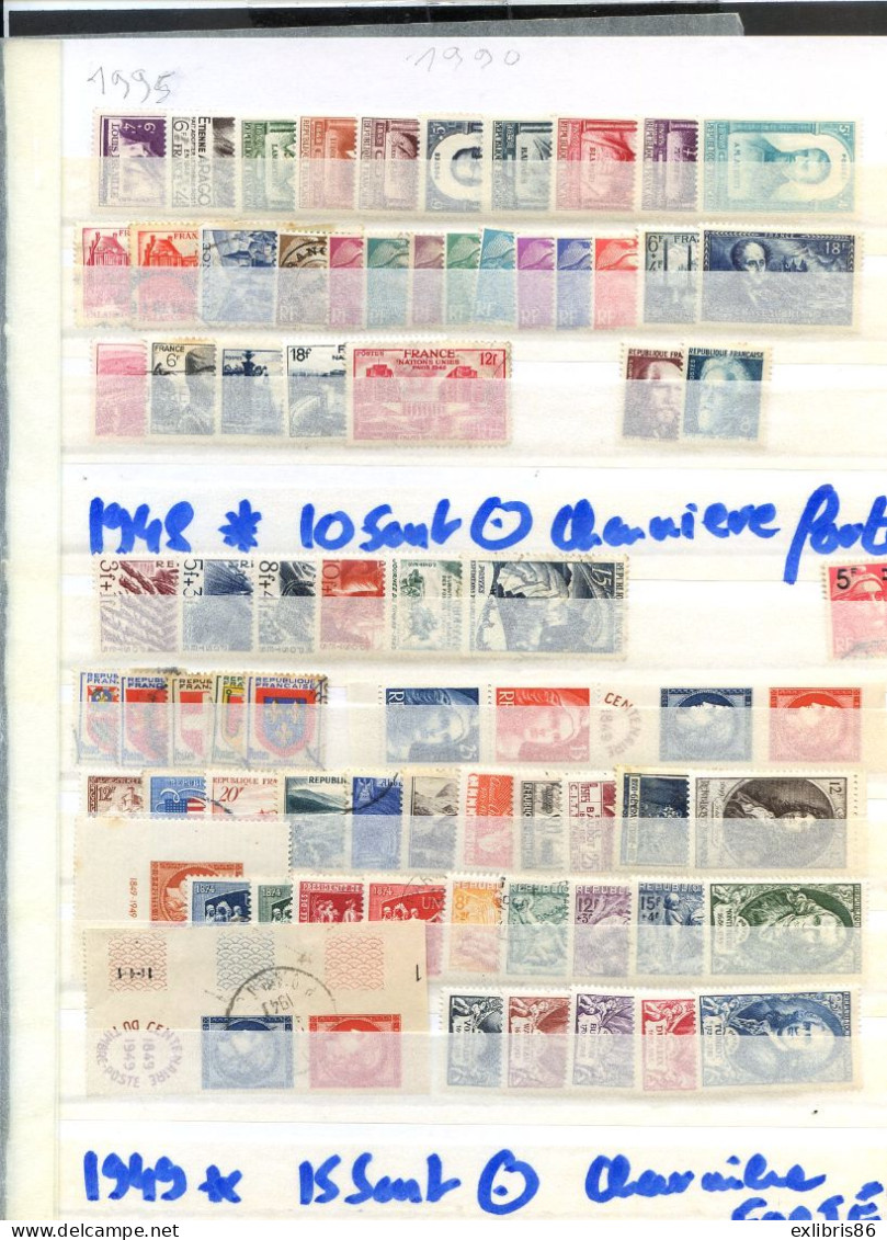 Timbres FRANCE 1938+1939+1940+1941+1948+1949+1952+1953 VOIR DETAIL SUR PHOTOS - Other & Unclassified