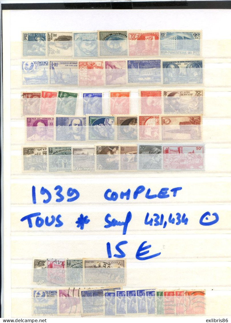 Timbres FRANCE 1938+1939+1940+1941+1948+1949+1952+1953 VOIR DETAIL SUR PHOTOS - Altri & Non Classificati