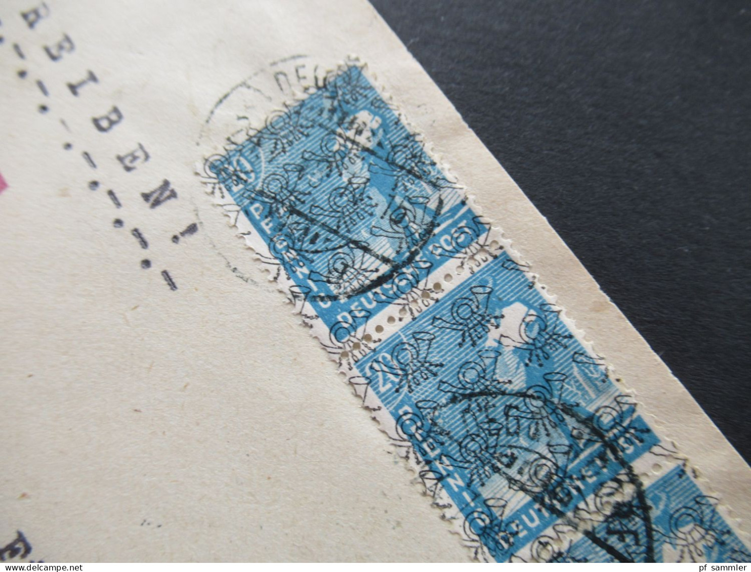 Bizone 7.1948 Band / Netzaufdruck MiF Einschreiben Not R-Zettel Stempel Deggendorf Umschlag Drogerie Crusilla - Storia Postale