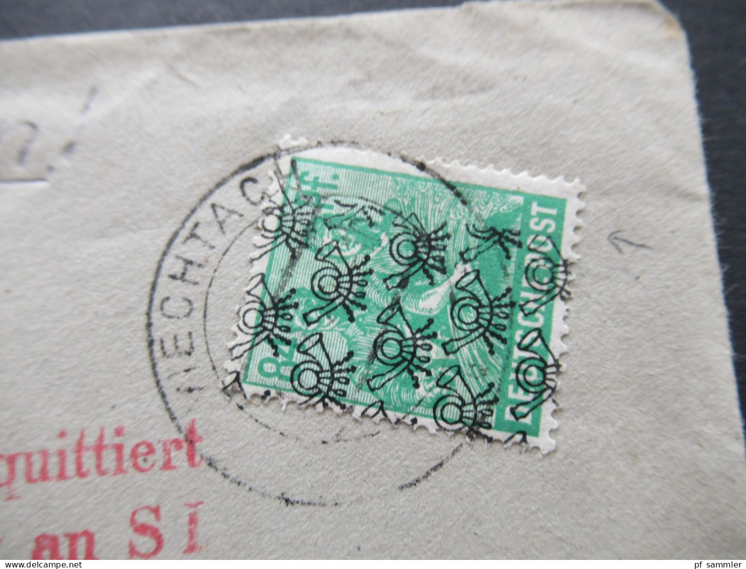 1948 Netzaufdruck MiF Nr.51 II EF Einschreiben Not R-Zettel Stempel Viechtach U. Roter L2 Bitte Quittiert Zurück An SI - Brieven En Documenten