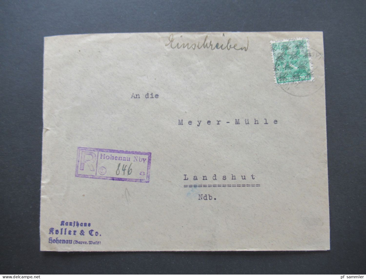 1948 Netzaufdruck MiF Nr.51 II EF Einschreiben Not R-Zettel Stempel Hohenau Nby Rücks. SSt Grafenau Im Bayer Wald - Briefe U. Dokumente