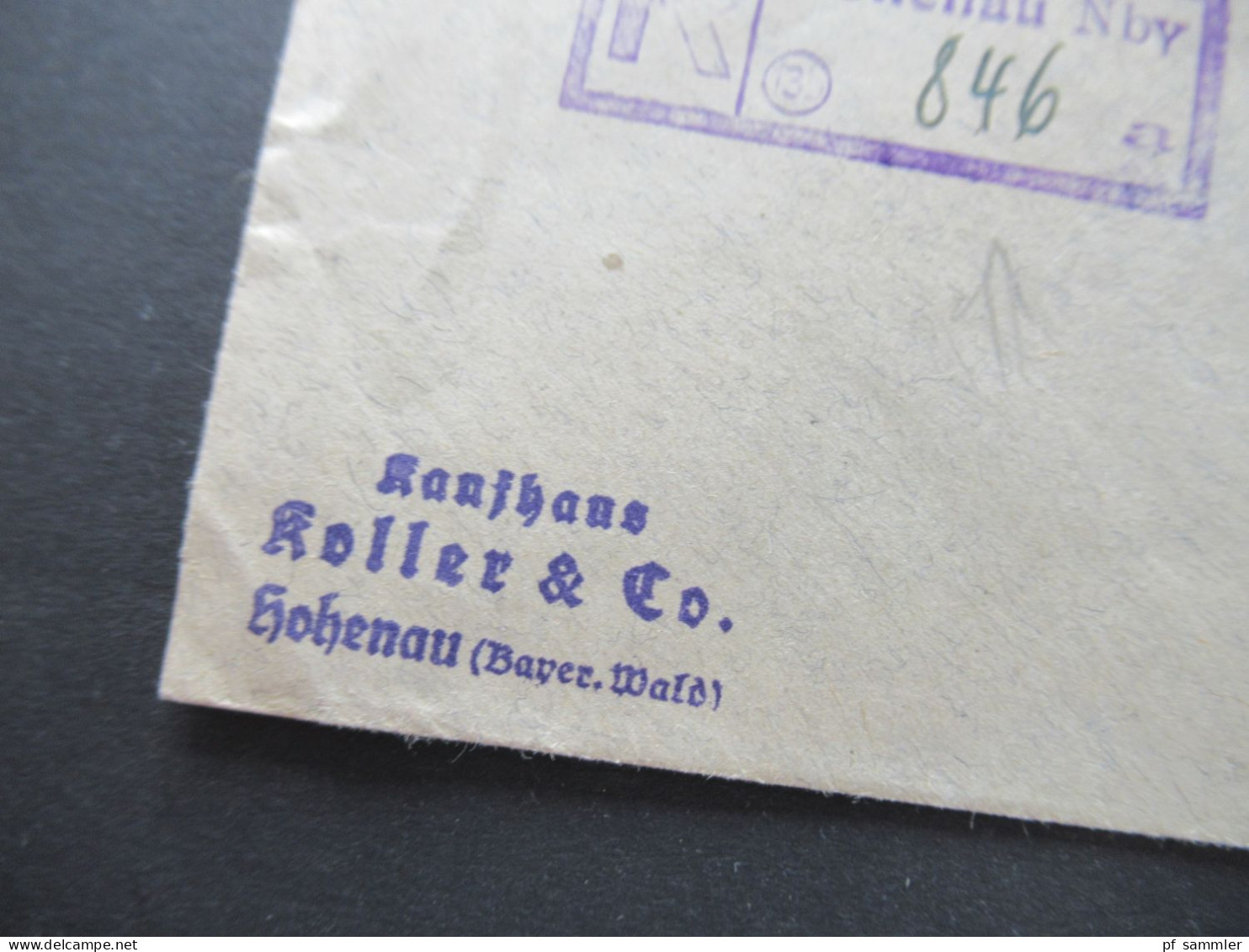 1948 Netzaufdruck MiF Nr.51 II EF Einschreiben Not R-Zettel Stempel Hohenau Nby Rücks. SSt Grafenau Im Bayer Wald - Briefe U. Dokumente