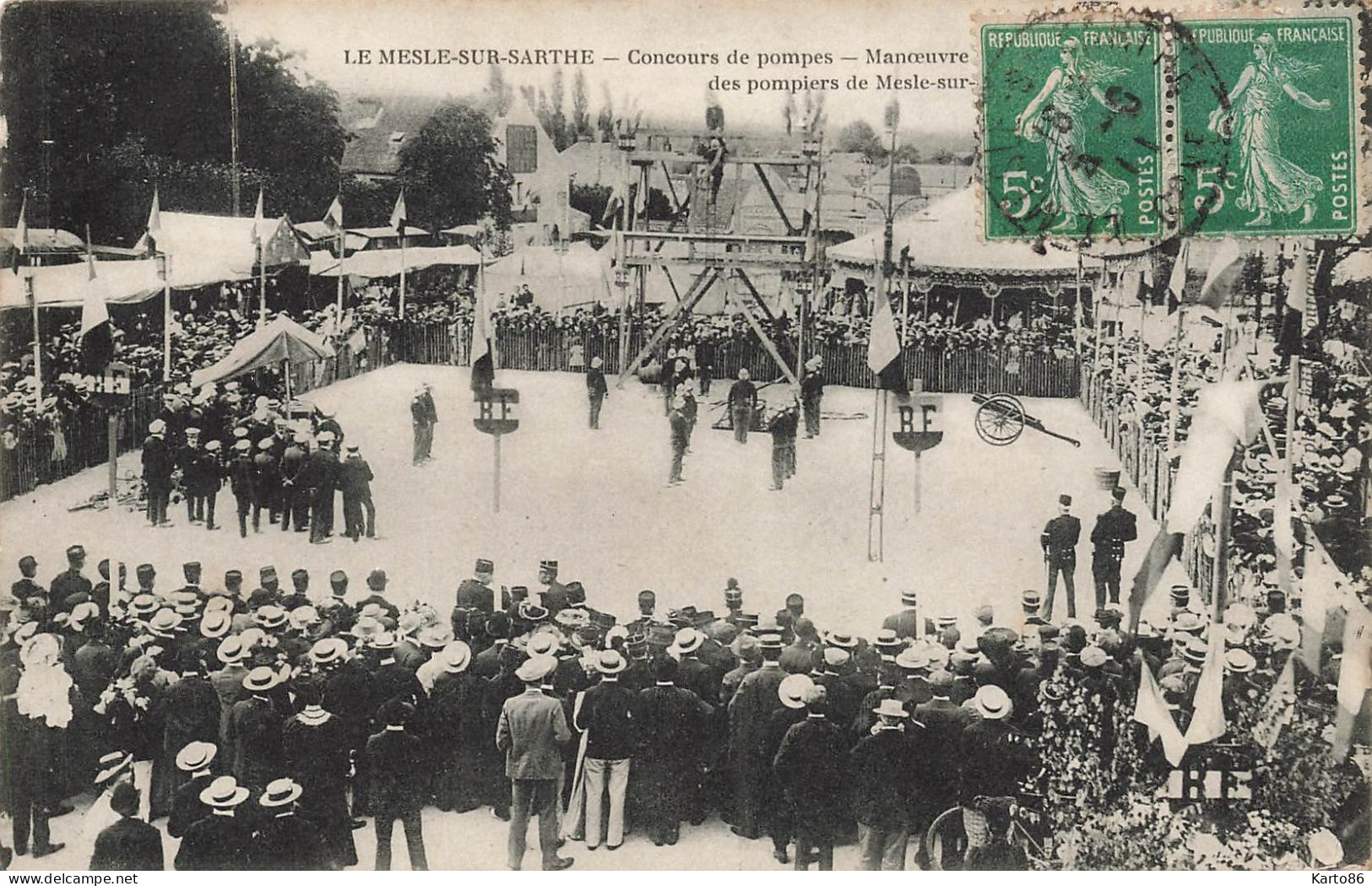 Le Mesle Sur Sarthe * Concours De Pompes * Manœuvre De Pompiers Du Village * Sapeurs Pompiers Fireman - Le Mêle-sur-Sarthe