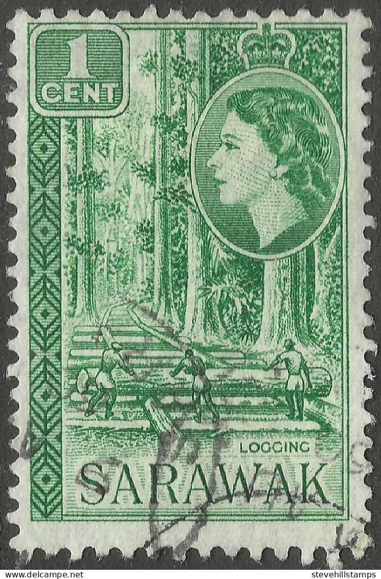 Sarawak. 1955-59 QEII. 1c  Used. Mult Script CA W/M SG 188 - Sarawak (...-1963)