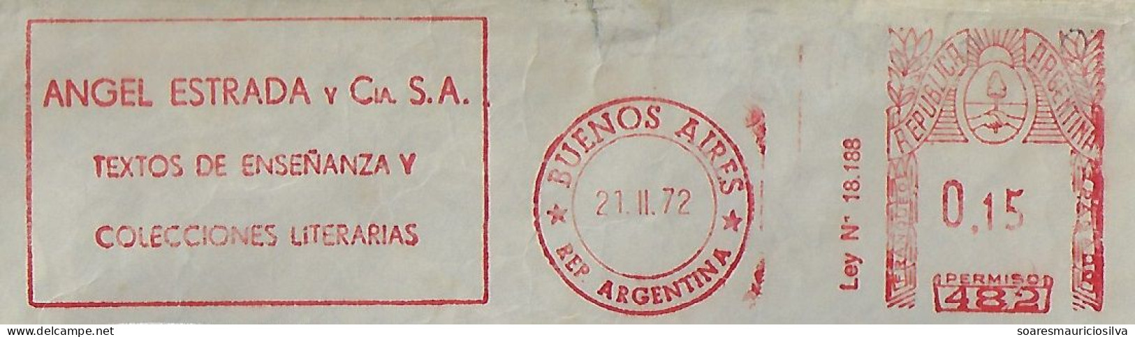 Argentina 1972 Cover From Buenos Aires Meter Stamp Hasler Slogan Angel Estrada Co. teaching Texts & Literary Collections - Lettres & Documents