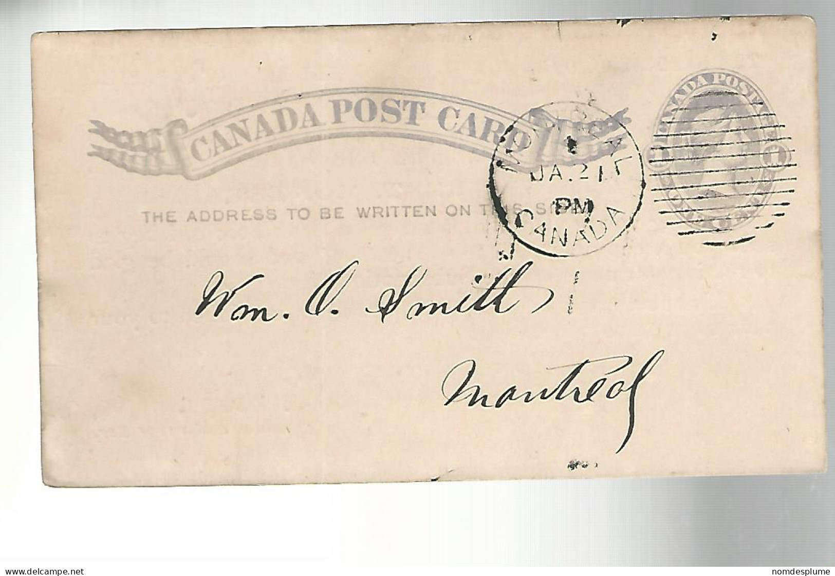 52887 ) Canada Postal Stationery Montreal Postmark  Duplex  - 1860-1899 Victoria