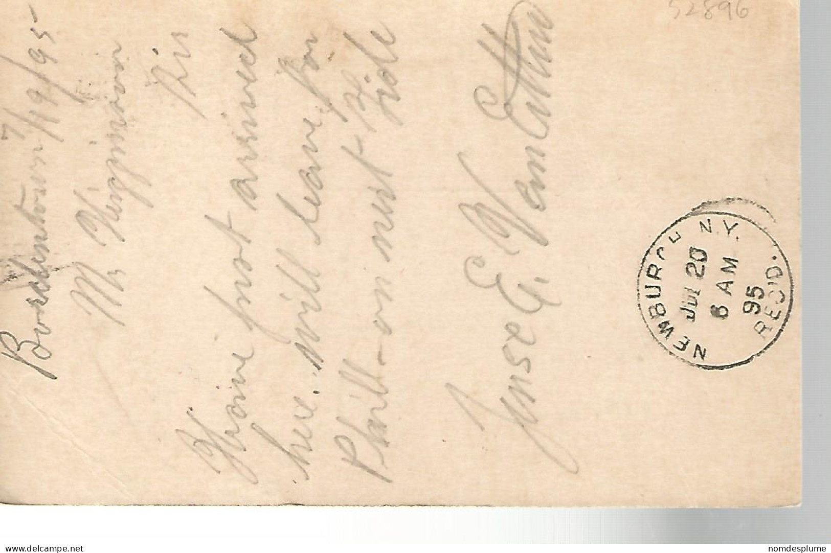 52896 ) USA Postal Stationery Newburgh Postmark 1895 - ...-1900