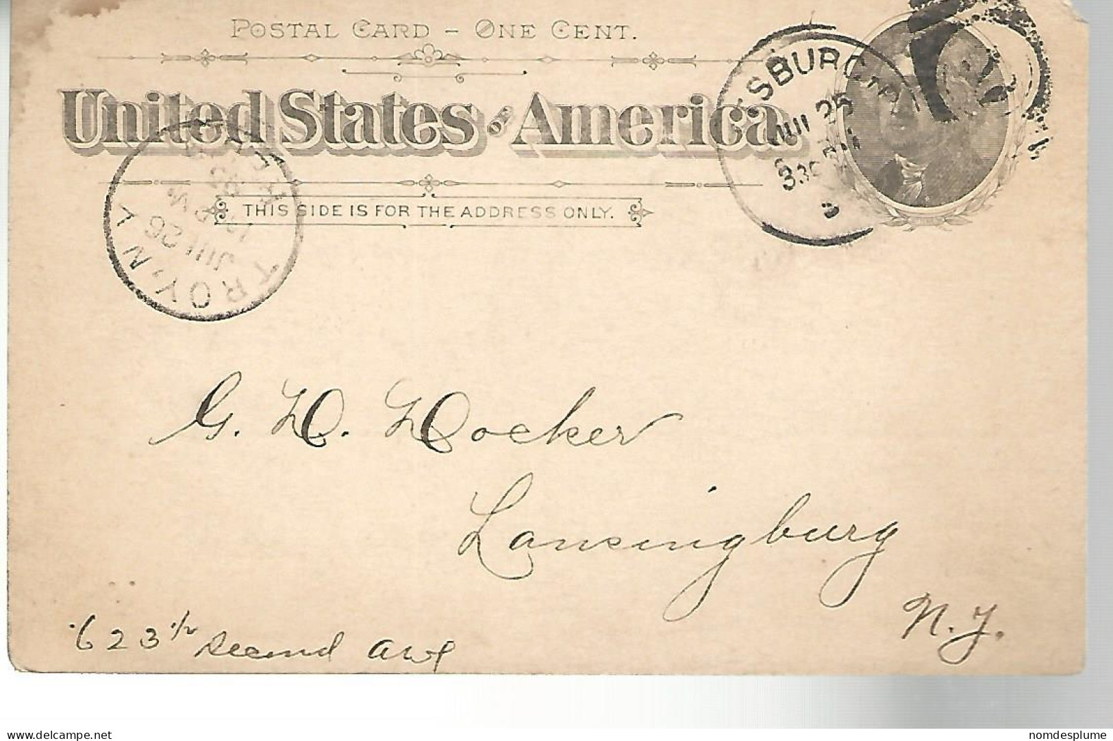 52902 ) USA Postal Stationery Troy  Pittsburg Postmarks Duplex 1895 - ...-1900