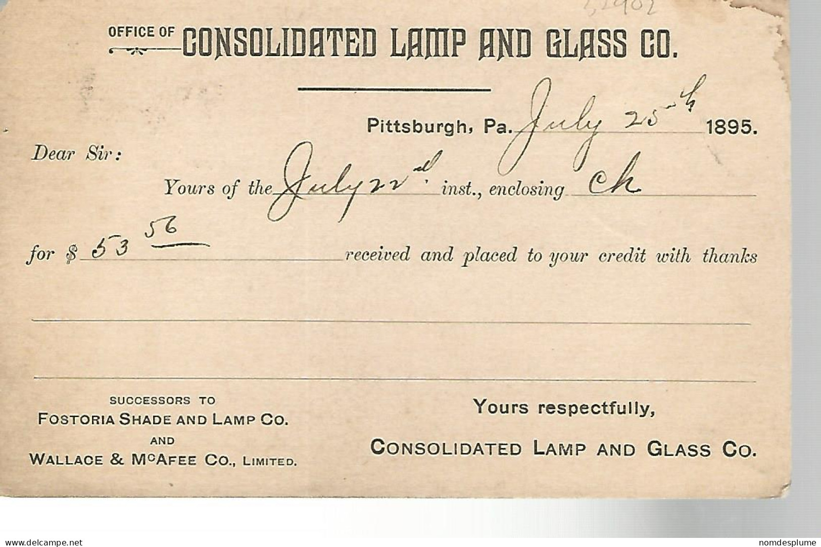 52902 ) USA Postal Stationery Troy  Pittsburg Postmarks Duplex 1895 - ...-1900