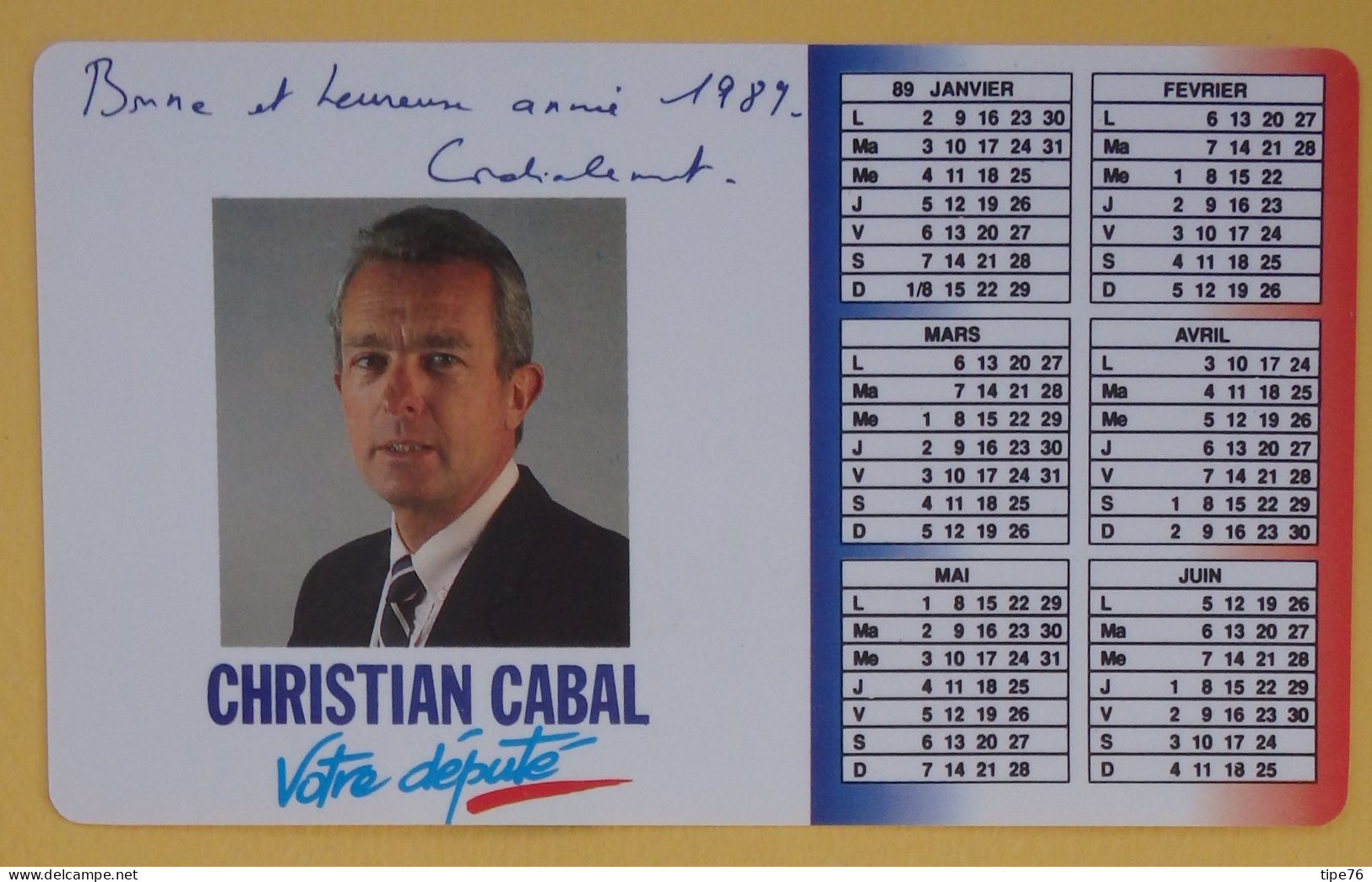 Petit Calendrier De Poche 1989 Politique Député Saint Etienne Loire - Small : 1981-90