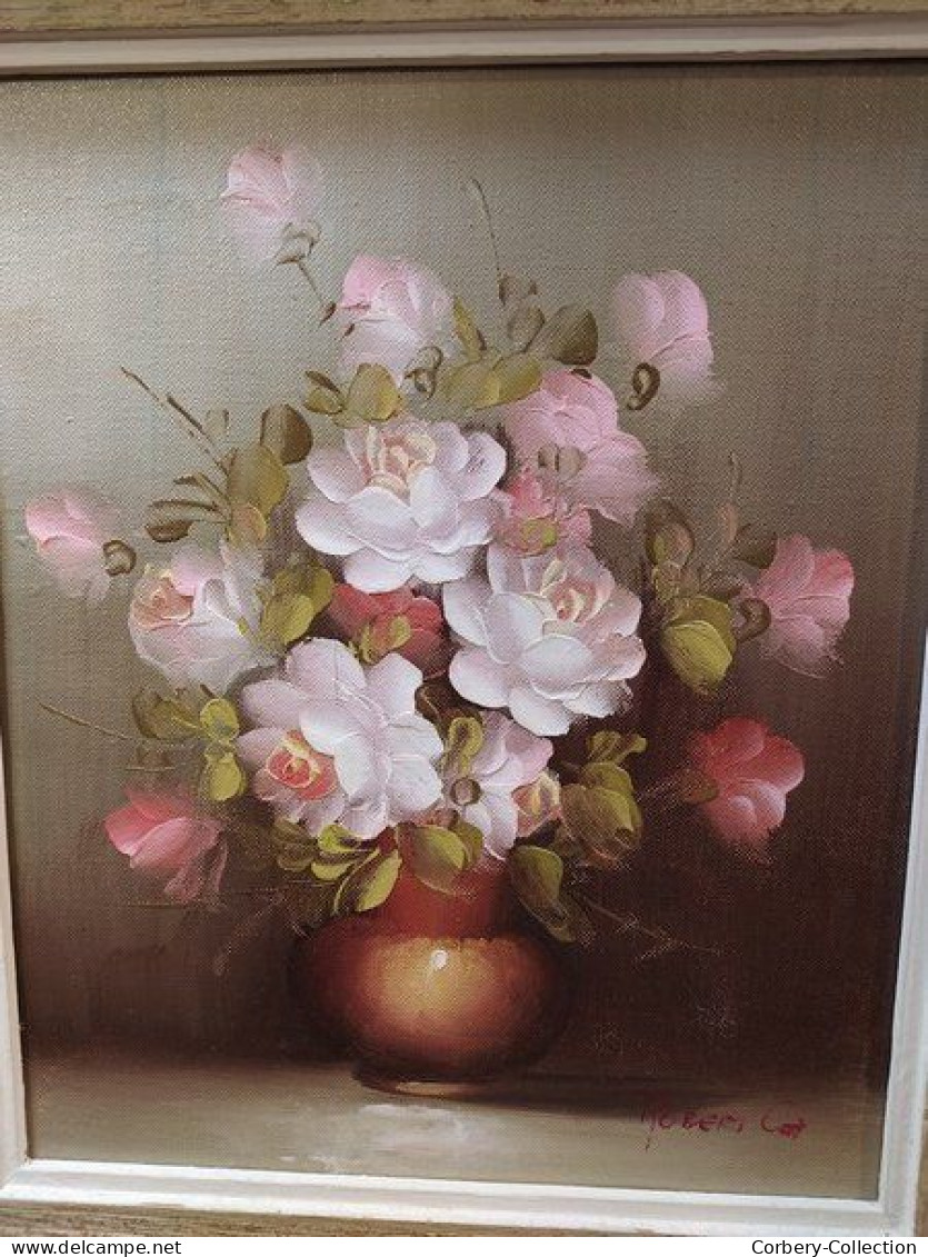 Tableau Bouquet De Fleurs Signé Robert Cox - Huiles