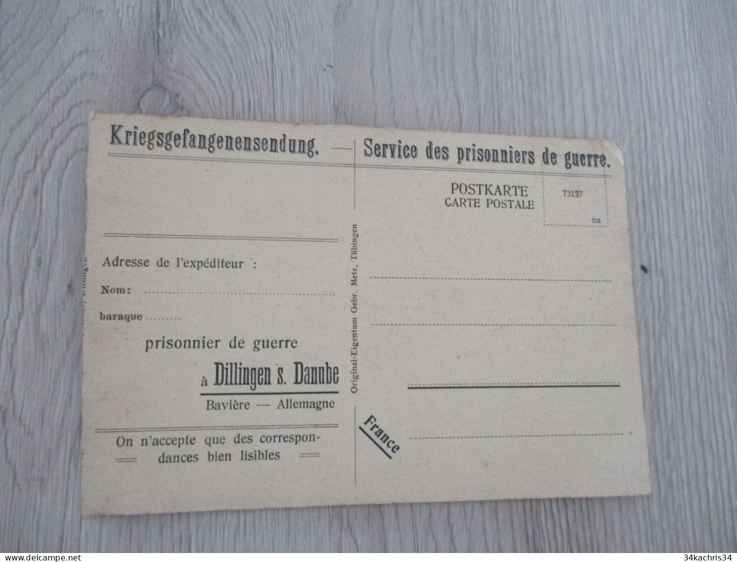 Carte Postale Vierge Prisonniers De Guerre Allemand/ Français Avec Des Vues De Dillingen - Guerre De 1914-18