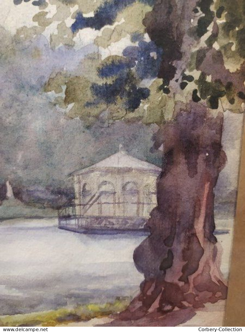 Tableau Aquarelle Fontainebleau Étang Des Carpes Début XXème Signée. - Watercolours