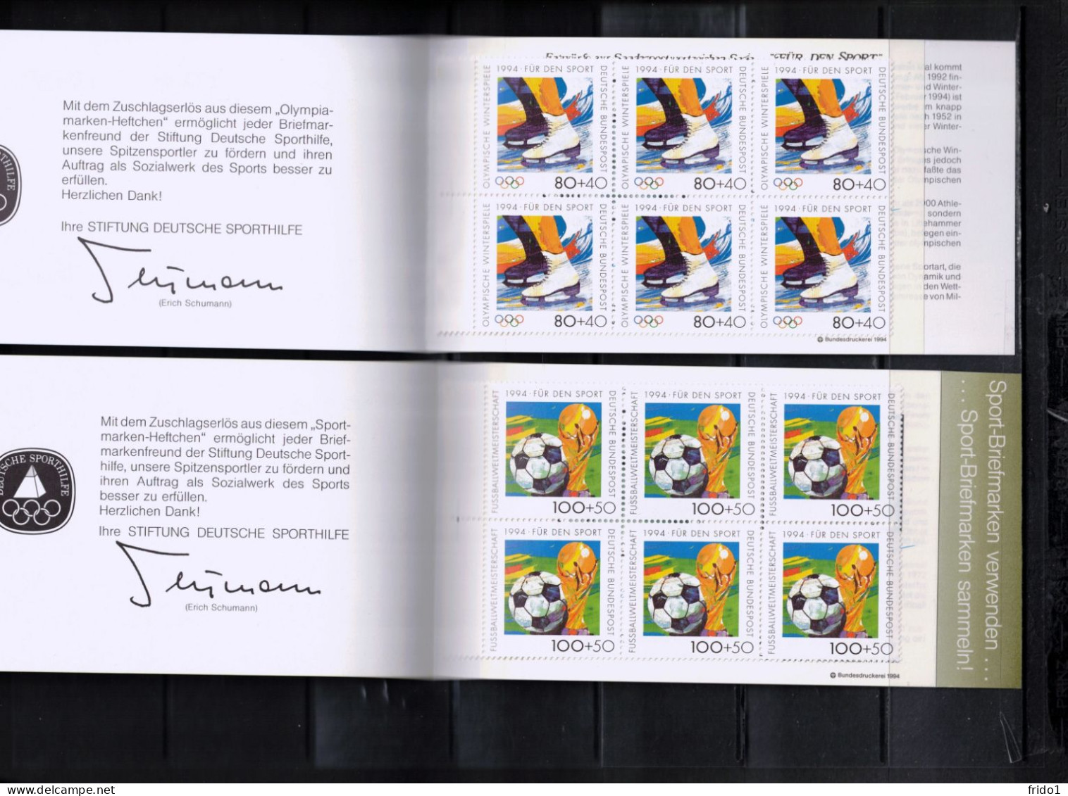 Germany 1994 Olympic Games Lillehammer + World Football Cup USA  2 Interesting Booklets Postfrisch / MNH - Winter 1994: Lillehammer