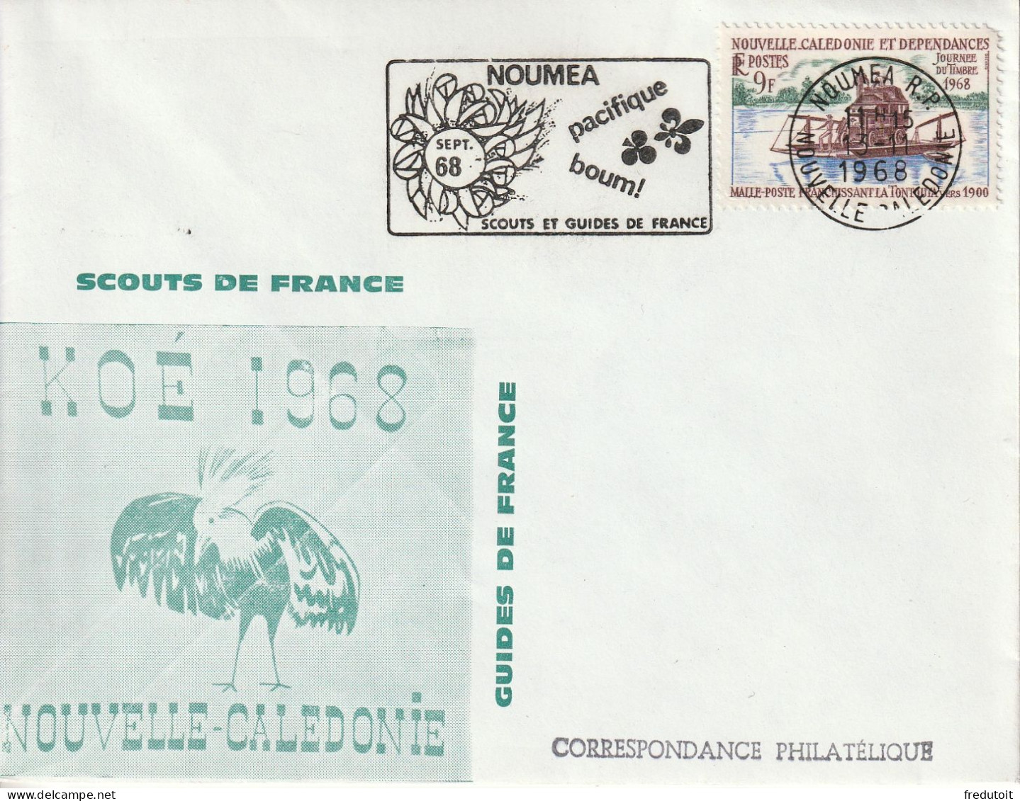 Nouvelle Caledonie - LETTRE Philatélique Avec N°352 (13/11/1968) Scouts De France - Brieven En Documenten