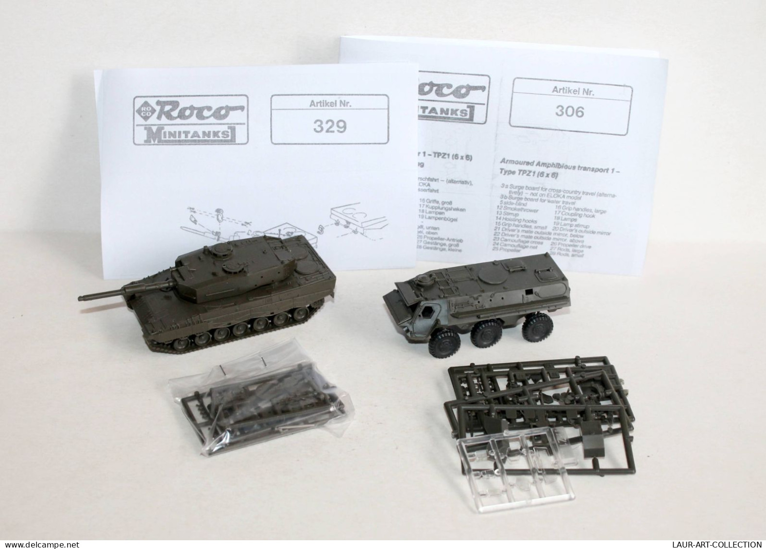 ROCO MINITANKS HO N°329 LEOPARD 2 CHAR COMBAT + N°306 TPZ1 CHAR BLINDE TRANSPORT - MODELE REDUIT MILITAIRE (1712.4) - Panzer