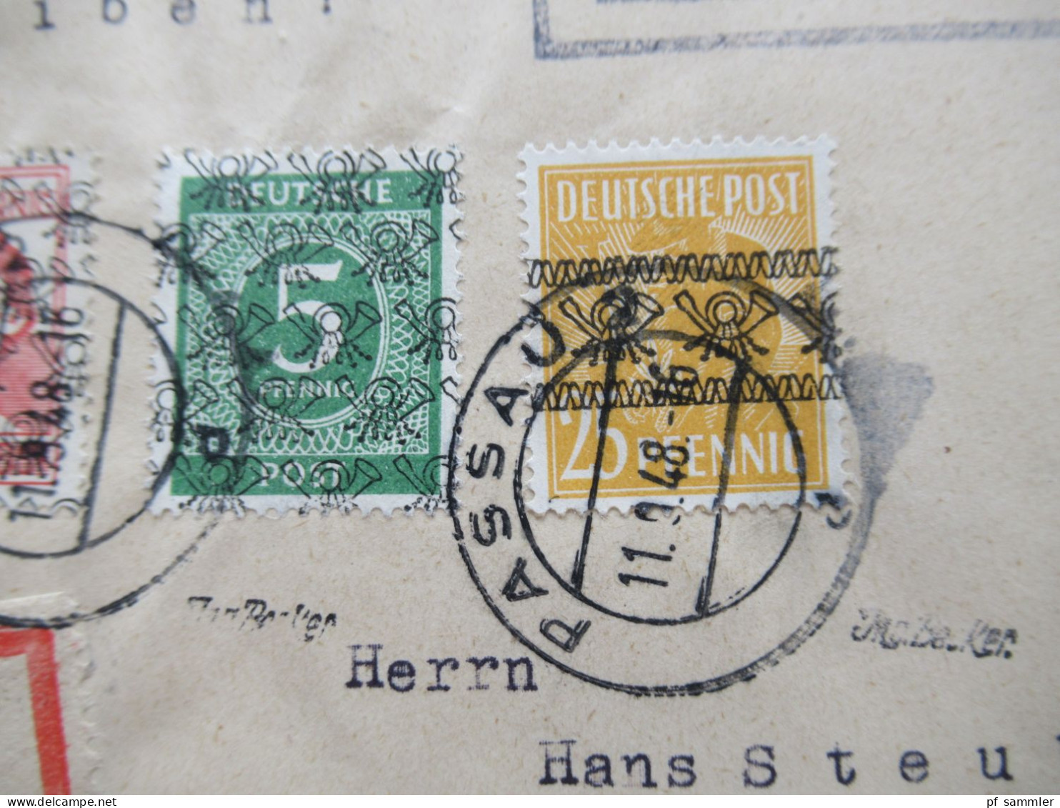 1948 Band / Netzaufdruck MiF Nr.45 I, 46 II Und IV/II Einschreiben Passau 2 - München Geprüft Schlegel BPP 500€ KW ++ - Lettres & Documents