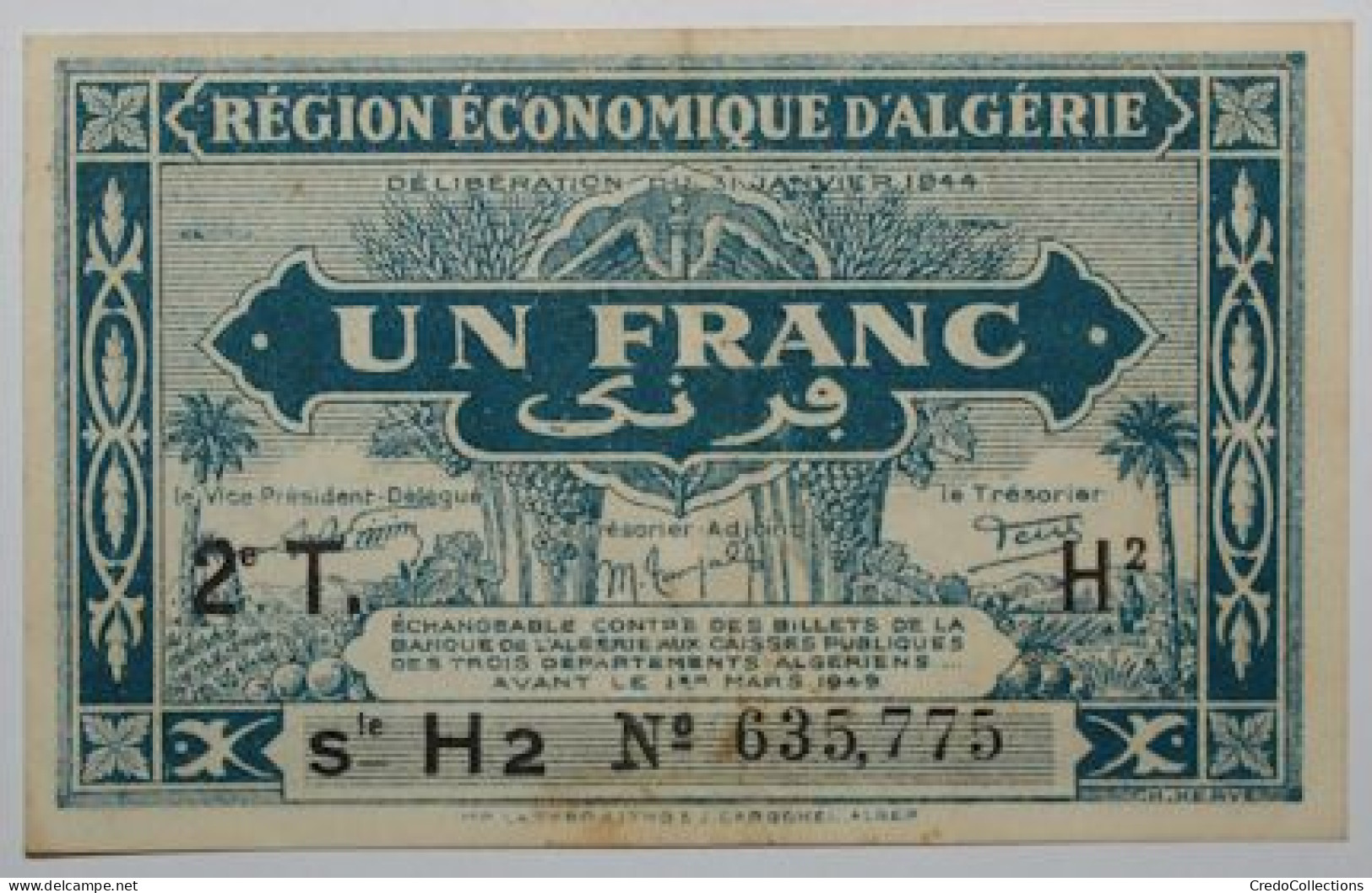 Algérie - 1 Franc - 1944 - PICK 101 - SUP - Algerien