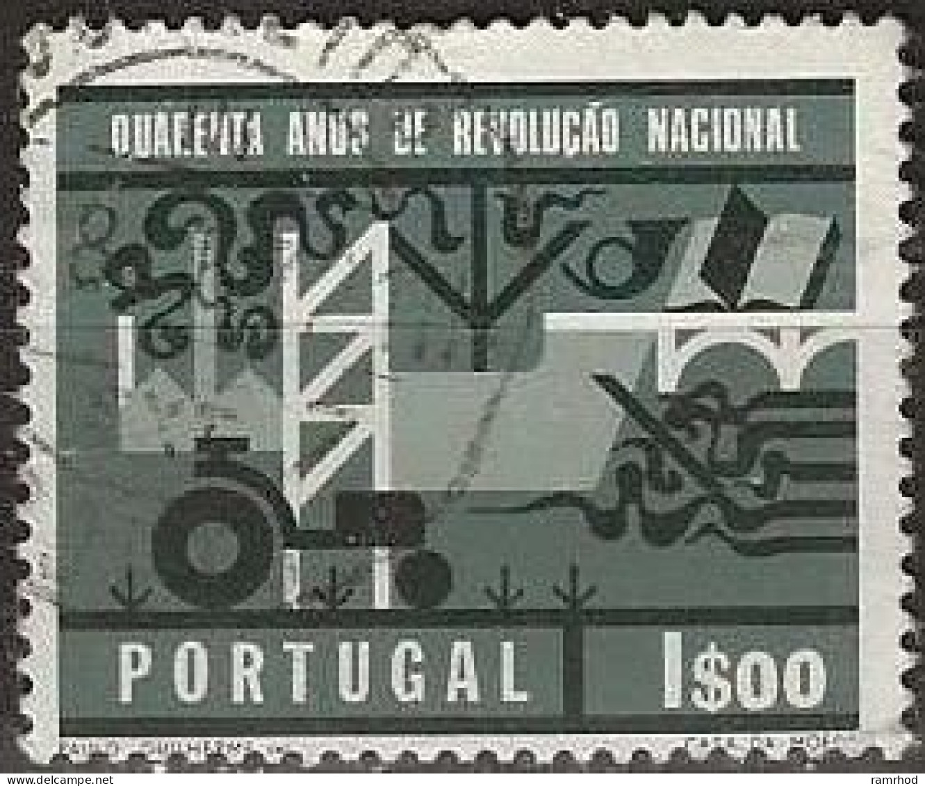 PORTUGAL 1966 40th Anniversary Of National Revolution - 1e - Emblems Of Agriculture, Construction And Industry FU - Oblitérés