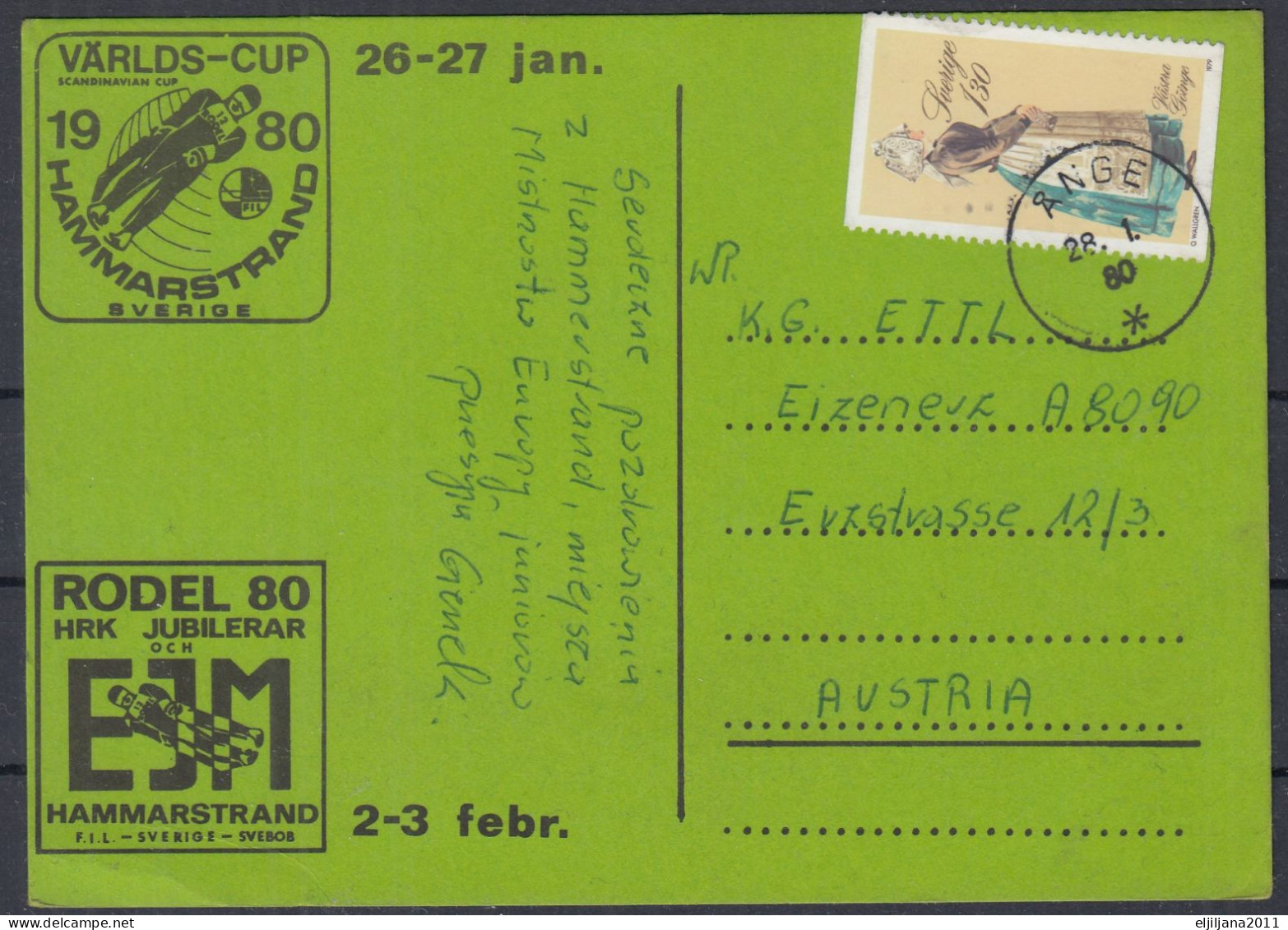 SALE !! 50 % OFF !! ⁕ Sweden / Sverige ⁕ 1957 Skiing Malung & 1980 HAMMARSTRAND ⁕ Postcard & Cover - Storia Postale