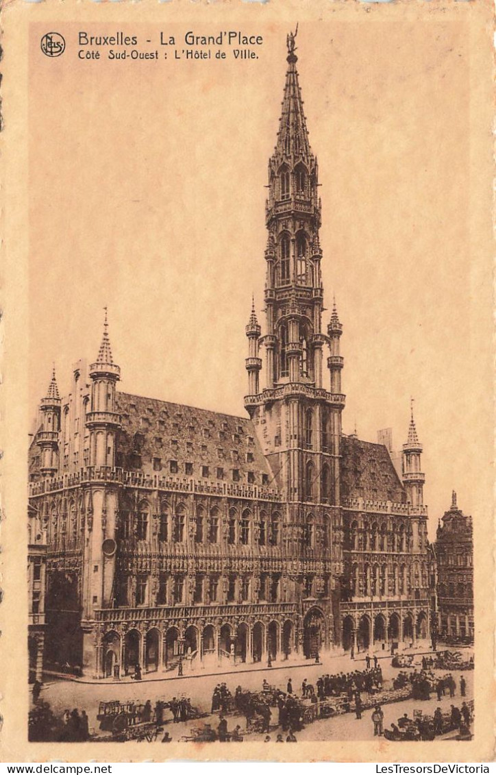 BELGIQUE - Bruxelles - La Grand'place - L'hôtel De Ville - Animé -  Carte Postale Ancienne - Places, Squares