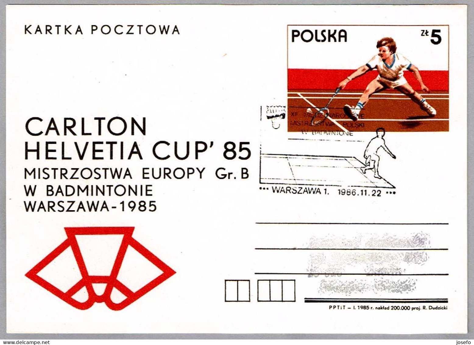 TORNEO DE BADMINTON. Warszawa, Polonia, 1986 - Bádminton