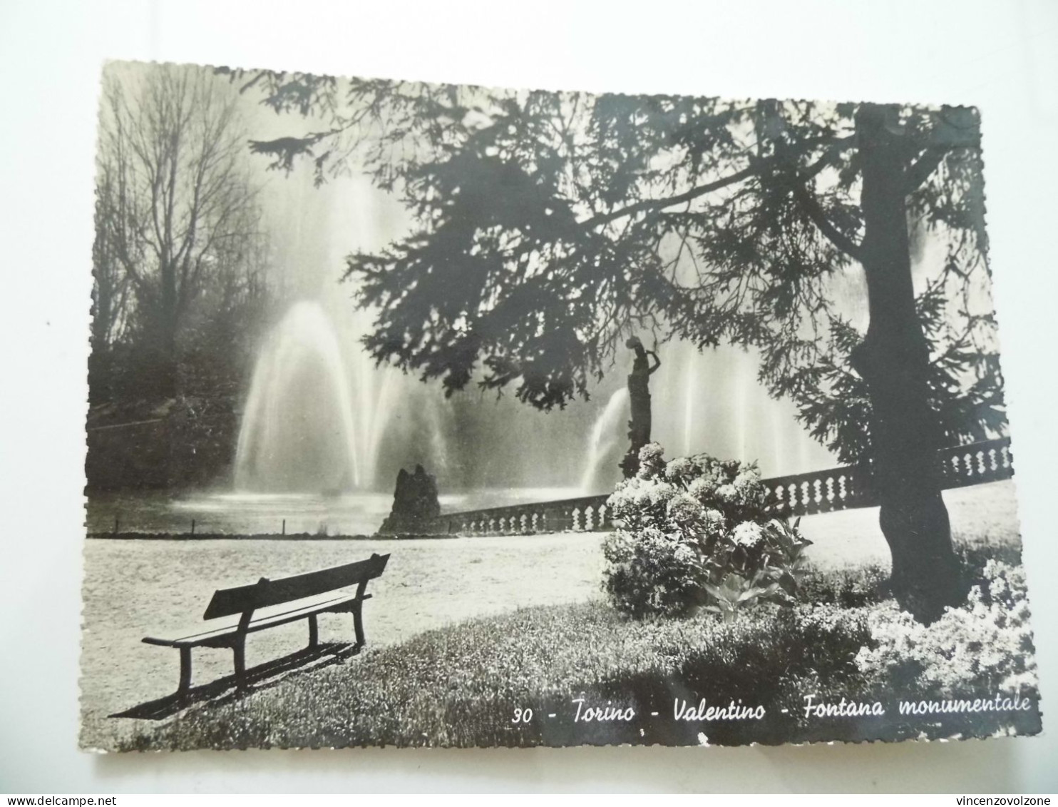 Cartolina Viaggiata "TORINO Valentino - Fontana Monumentale" 1942 - Parchi & Giardini